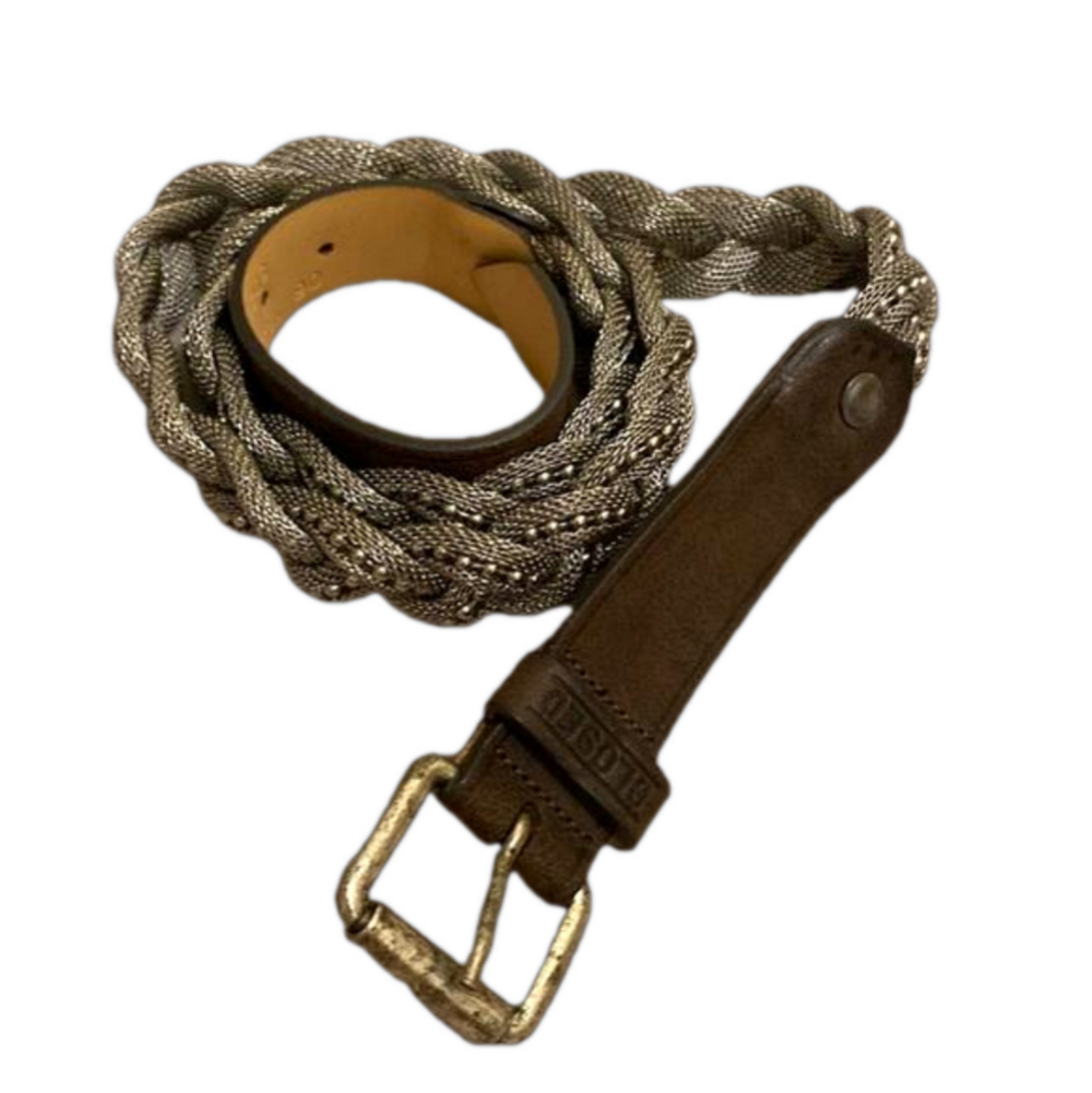 CLOSED GENUINE LEATHER BROWN LEATHER WITH METAL BELT . Size 90 . Made in Italy - Picture 1 of 7